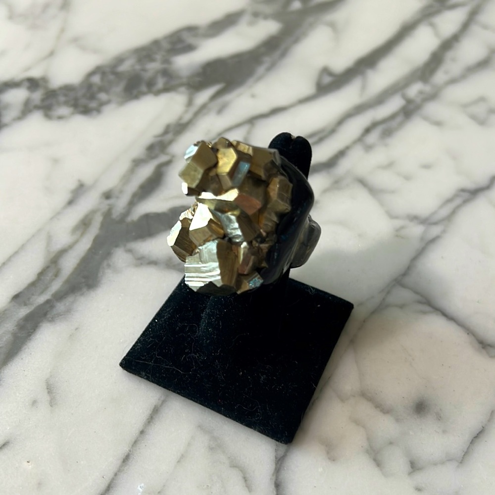 Huge Statement Ring Gold Ring Black Ring - image 2